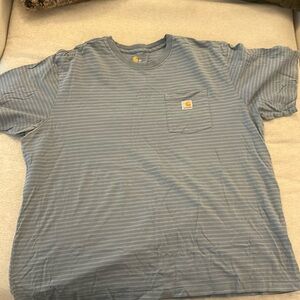 XXL Blue Striped Carhartt T shirt with pocket